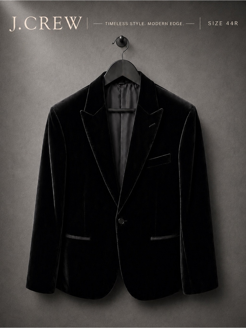 J.Crew Thompson Slim Fit Black Velvet Sport Coat Blazer 44 NWT